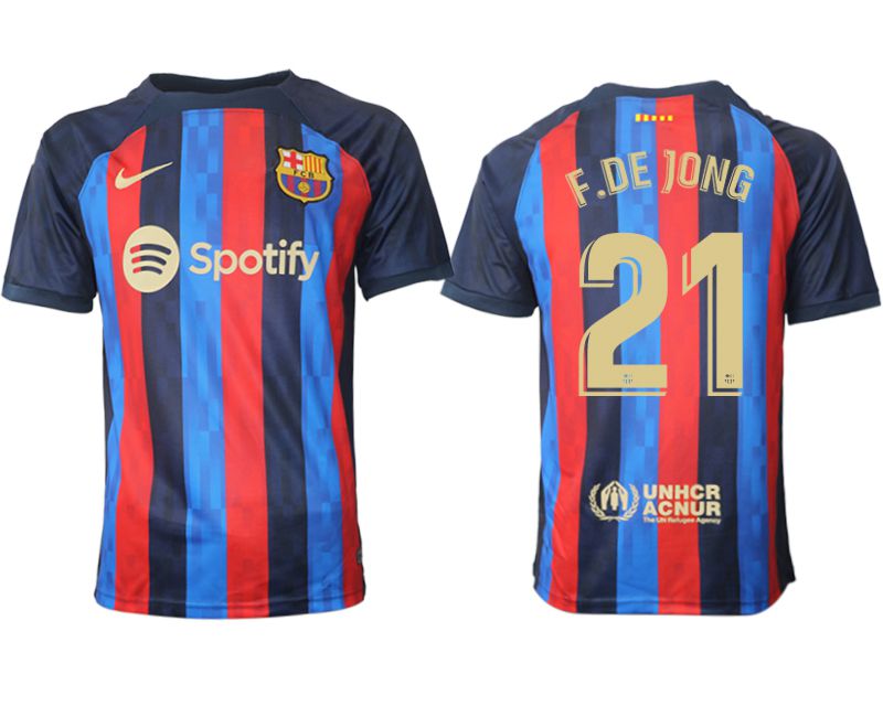 Men 2022-2023 Club Barcelona home aaa version blue #21 Soccer Jersey